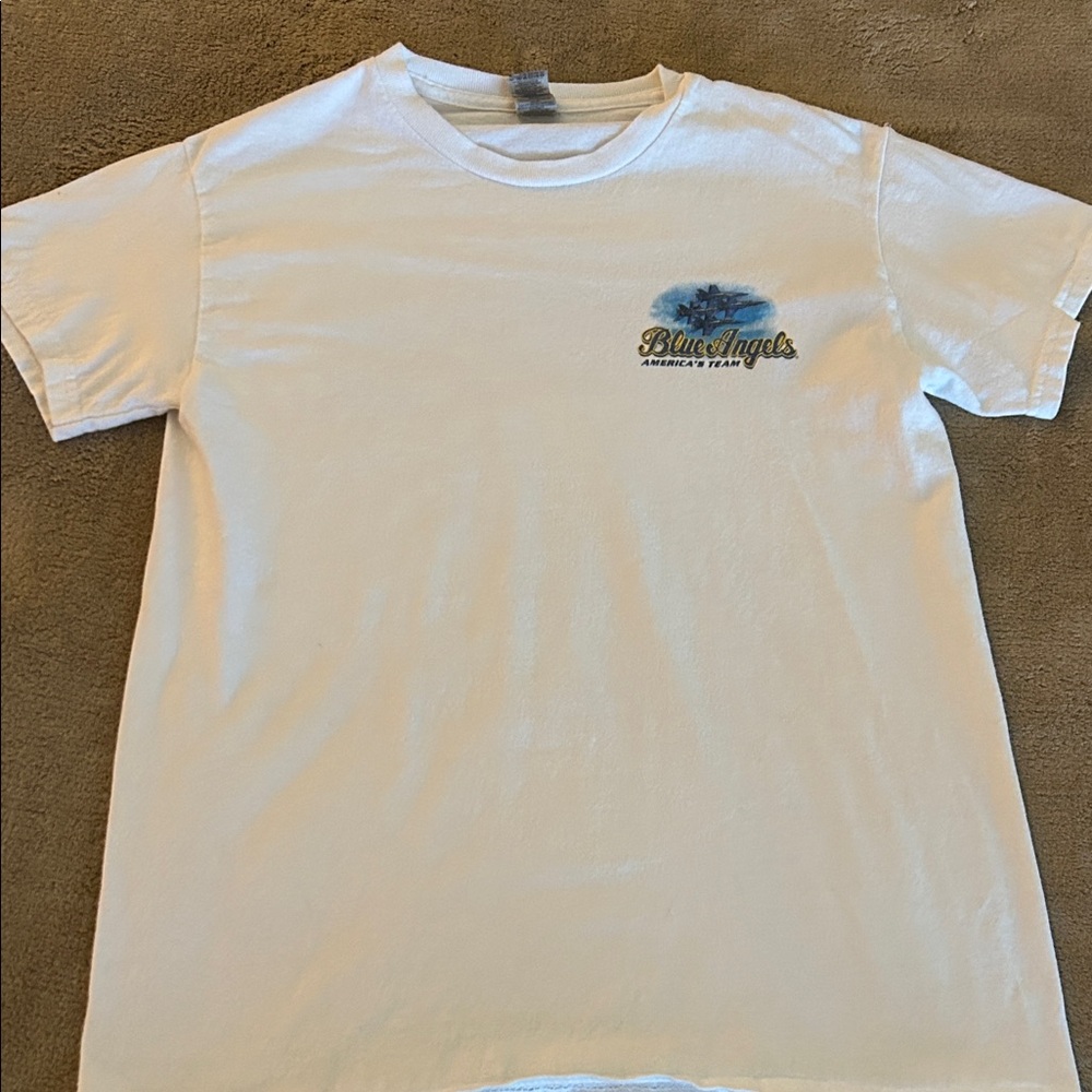Gildan White Blue Angels Kids Short Sleeve Tee